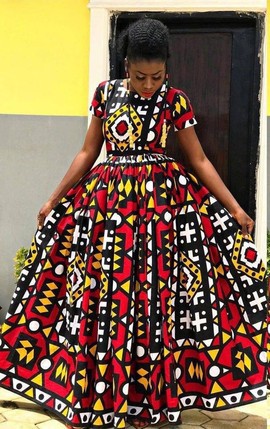 Maxi dress in wax girl of the sun