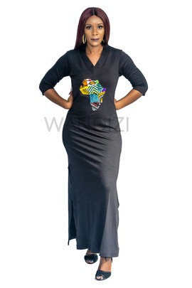 Robe débardeur moulante avec la carte de l'Afrique, robe débardeur sexy, robe moulante