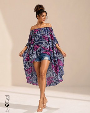 Asymmetrical bardot tunic - in satin silk