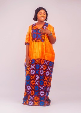Boubou with Ankara and Liquid Mikado| African Wax| Rich Aunty Dress| Gifts For Her.