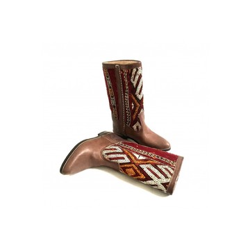 High-end handmade genuine leather and kilim boot.