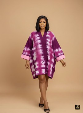 Le caftan Adire Rêve d’améthyste