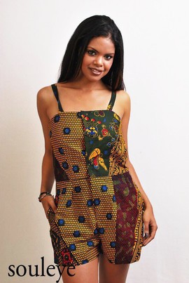 Ankara Cami Playsuit with Side Pockets