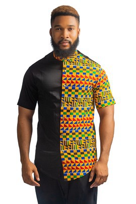 Multicolored Kente Shirt, African Print Shirt, Men Clothing, African Mens Wear, Kente Shirt