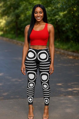 Leggings à imprimé géométrique avec motif mandala traditionnel africain