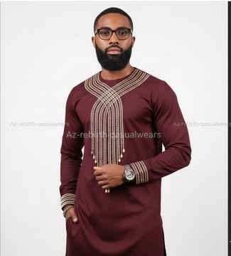 Burgundy color men's kaftan