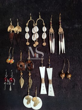 Brass earrings , brass and bone earrings , Wholesale brass earrings