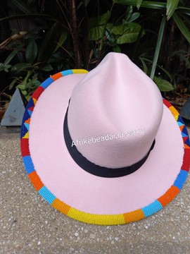 Baby pink beaded fedora, African fedora, Summer hats, Fashion fedora
