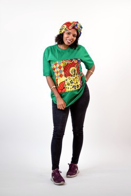 2-pics Jasmine t-shirt with pre-tied headband (Green)Ankara T-shirt| Ankara|Gifts for Her