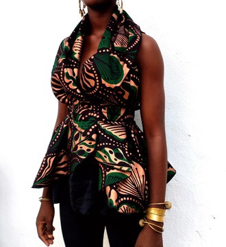 Basque TOP IN WAX KENTE libaya by ekeeya-creations - Peplum Tops