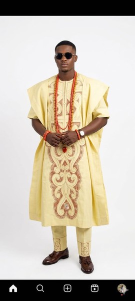 Nude Agbada with embroidery