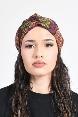 Turban Torsadé en Wax Fleurs Afro et Doublure en Satin