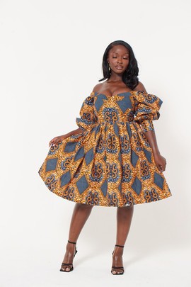 African Print Blanche  Midi Dress