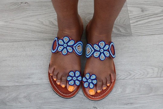Handmade Maasai Beaded Leather Sandals | Colorful African Flip Flops | Women’s Ethnic Summer Sandals