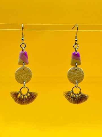 WILD24-11 : Boucles d'oreilles pendantes bohèmes rosée