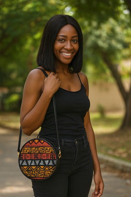 Round Sling African Bag Tribal Bogolan Print