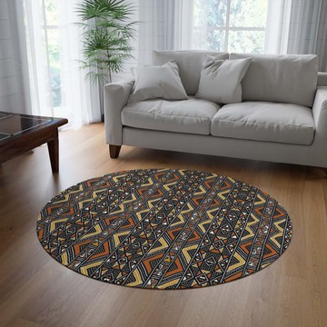 Mudcloth Round Rug in Living Room Modern Carpet Colorful (LARGER SIZES AVAILABLE)