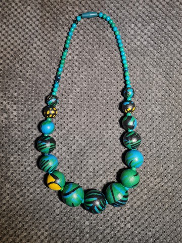 Collier YEMOJA LOG MPOO en perles WAX tissu-pagnes