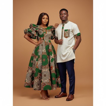 Elegant Ankara Couple's Matching Outfit