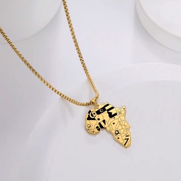 Collier carte africaine couleur or