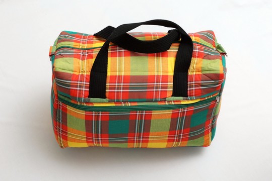 Diaper bag Madras Green Orange Handmade