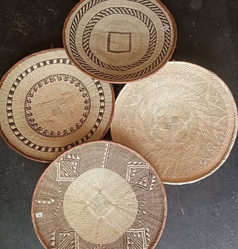 3 paniers tonga faits main de grande taille, 41 cm