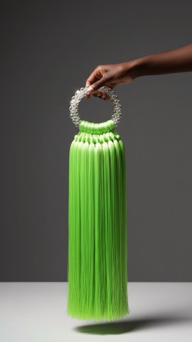 Le sac à perles africain fait main à pompons Neon Cascade Bag