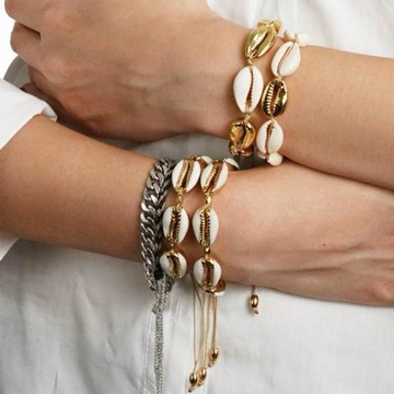 Natural Cowrie Shell Cord Strand Bracelet