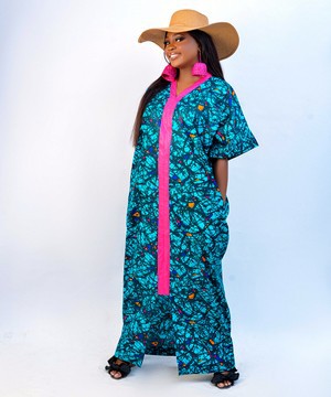 Maxi imprimé africain (Torquoise/rose)