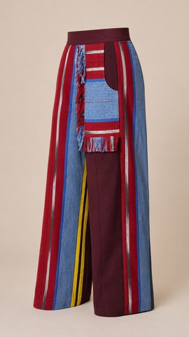 Aso Oke Multicolour Striped Wide-Leg Trousers