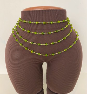 Bayas vert doré sur fil étirable ,bine bine , perle de taille , coller de hanche