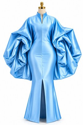 Robe d’apparat en satin de luxe bleu ciel – Royalty