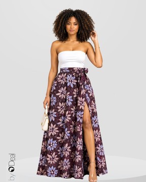 Maxi jupe taille haute en wax premium