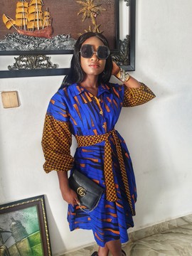 Robe évasée mi-longue unique pour femme africaine| Vêtements de travail| Beaux Jours/Grande Taille