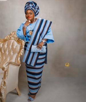 Traditional women's African aso oke Iro and Buba set,4 piece for women
