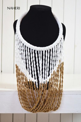 Collier infini de perles africaines | Tour de cou tribal tordu | Cadeau pour elle