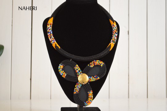 African Black Necklace | Zulu Maasai Beaded Necklace | Tribal and trendy