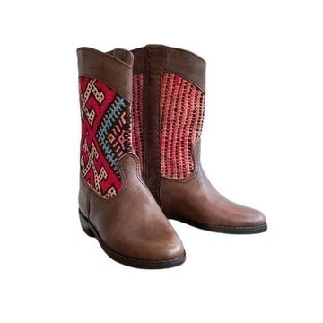 BIG SALE! Genuine leather boots with Kilim Handmade by Cuiroma craftsmen in Morocco