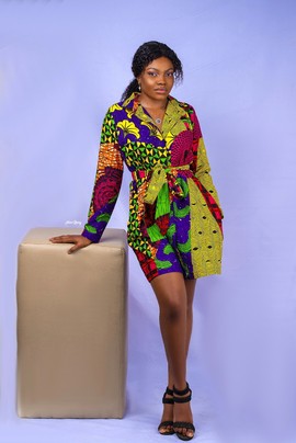 Ankara shirt dress, African womens clothing, African midi dress