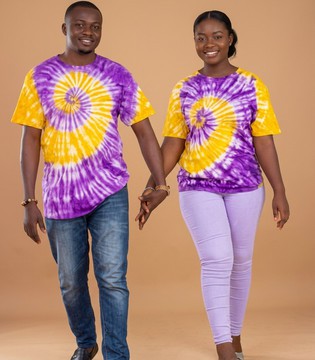 T-shirt Adire spiralée éclatante pour couple