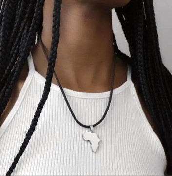 Silver african map necklace