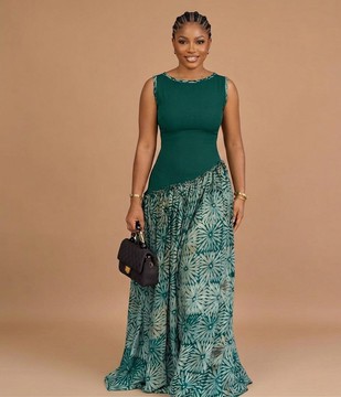 Adire Backless Halter Maxi Dress|Garden parties|Casual fit|Daytime Outings|Brunch dates