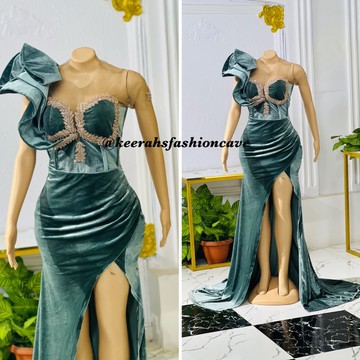 Long velvet evening dress, wedding dresses, prom gowns