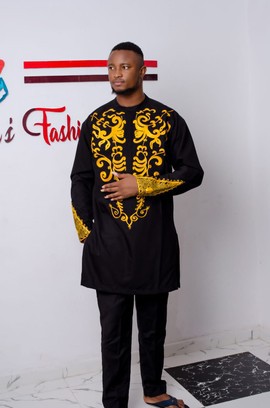 Vêtements traditionnels pour hommes africains, caftan brodé pour hommes nigérians, caftan pour hommes africains