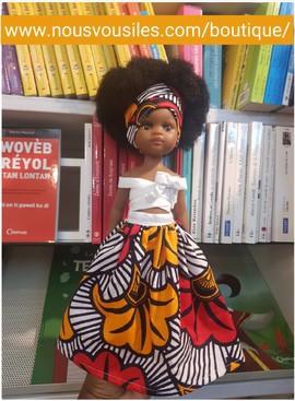 Black doll Imany Colibri Dolls - WAX MARIAGE - Adjustable dress