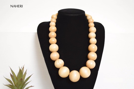 African Necklace Natural Wooden Beads | One Size Fits All
