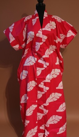 Bold Red Leaf Print Kaftan