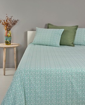 Parure Drap Ukua Turquoise Percale 100% coton 80 fils/cm2, 240*300cm