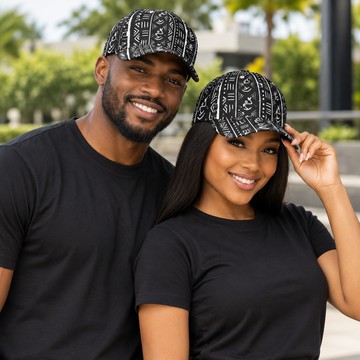 Tribal Mudcloth Pattern Peaked Cap | Afrocentric Fashion Accessory | Bynelo