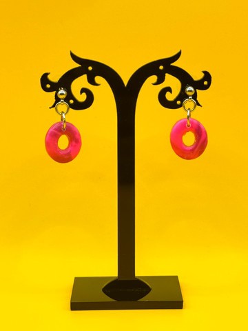 PRIMAL24-05 : Clous d'oreille ovale rose
